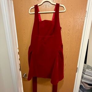 Cider Red Velvet Square Neck Bow Tie Back Mini Dress | Holiday | 0XL